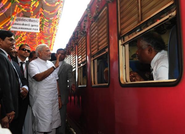 PM Narendra Modi opened the new India assisted Thalaimannar-Vavuniya-Medawchchiya Train Service