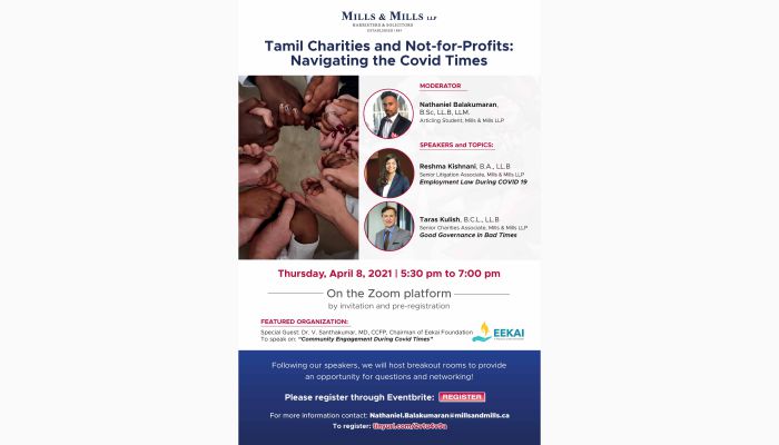 To Give to the Destitute is True Charity: Mills and Mills LLP hosts virtual Tamil Charities and Not-For-Profits Seminar to Promote Learning on Navigating the COVID Times